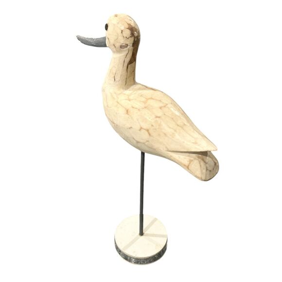 Standing Rustic White and Gray Wood Carved Bird Decoy Figurine - Picture 5 of 7